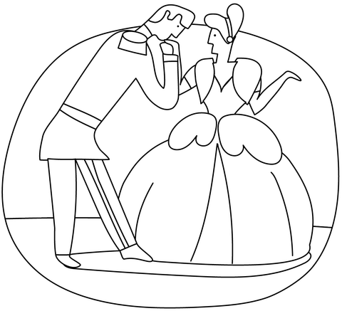 Prince Kissing Cinderella From Prince Coloring Page